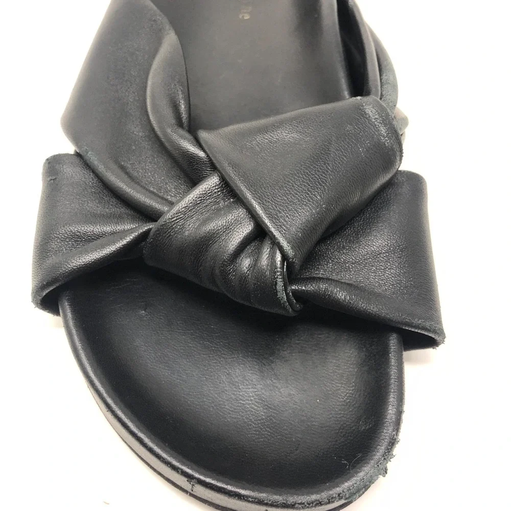 Jenni Kayne Leather Knot Sandal Womens 41 US 10.5 Black Chunky Romantic Boho